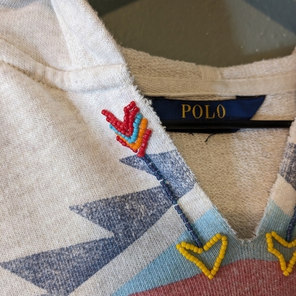 POLO RALPH LAUREN Little Girls Southwestern Hoodie Size L - Picture 3 of 8